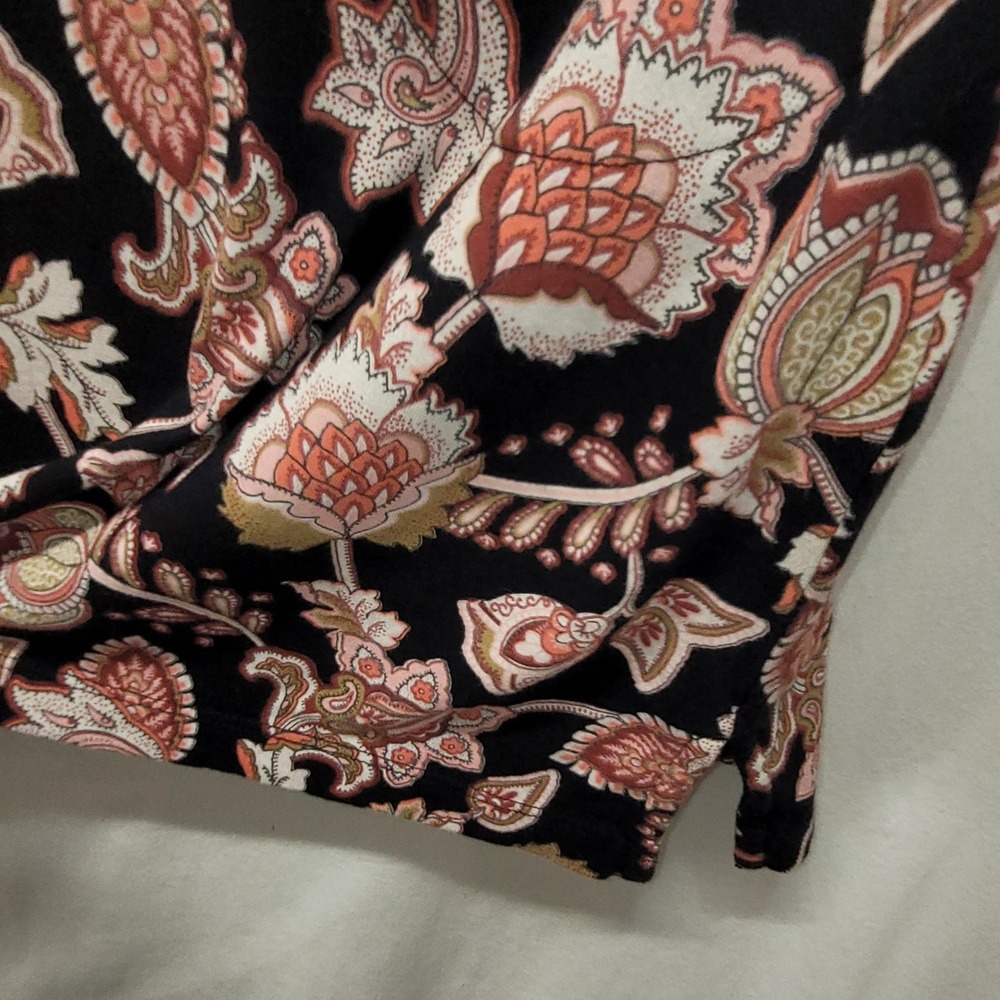 Lands End Womens Black Floral Paisley Cotton Sleeveless Shift Dress Pockets L - Picture 7 of 13